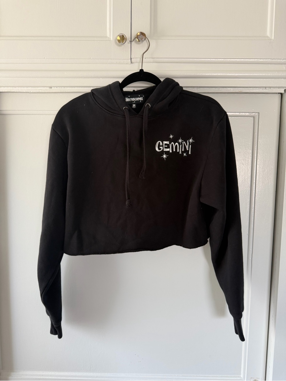 Gemini Cropped Black Hoodie